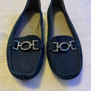 AEROSOLES Blue and Silver Flats with Chain Detail